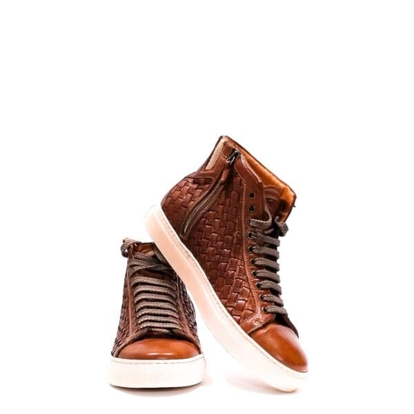 Men's high braided leather sneakers