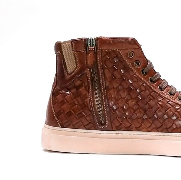 Men's high braided leather sneakers - Image 4