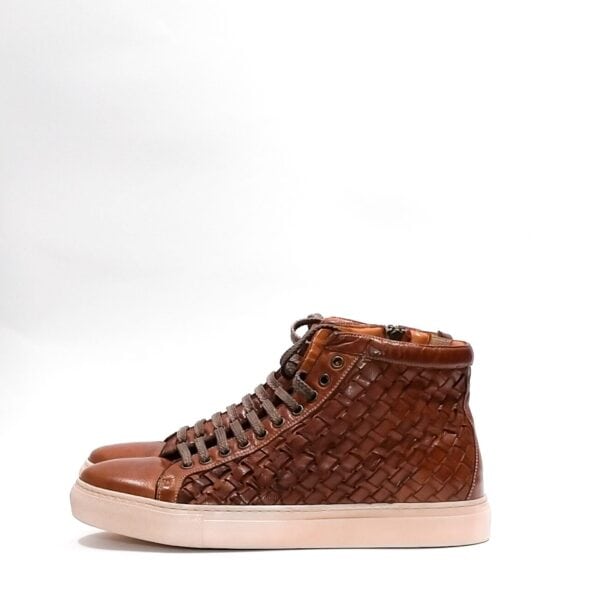Men's high braided leather sneakers - Image 2