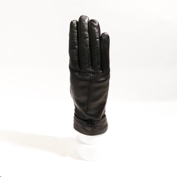 Woman leather glove with button - Image 3