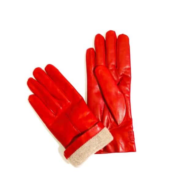 Woman leather glove with button - Image 2