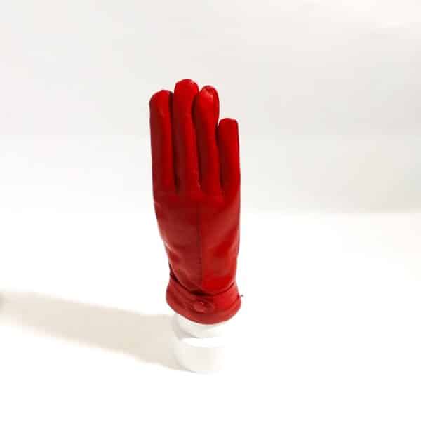 Woman leather glove with button - Image 3