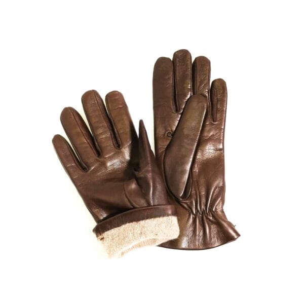 Woman leather glove with button - Image 2