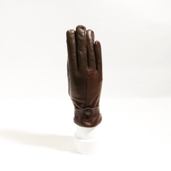 Woman leather glove with button - Image 3