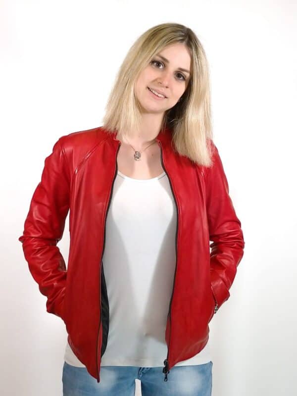 Giacca in pelle donna Romana tuscany tamponata a mano - immagine 3