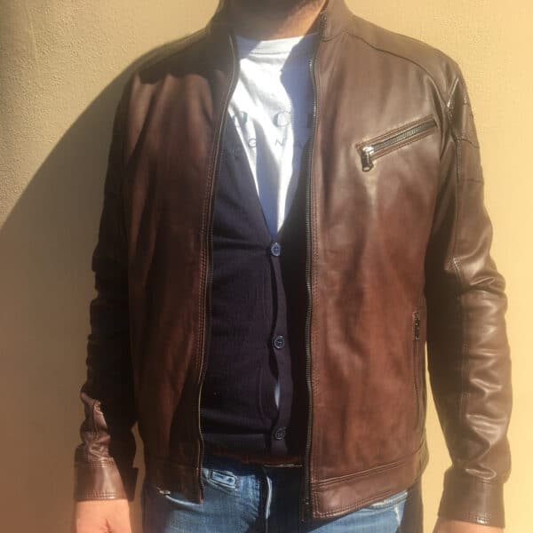 Giacca in pelle uomo Pegaso Tuscany tamponata a mano - immagine 2
