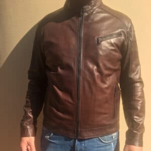 Giacca in pelle uomo Pegaso Tuscany tamponata a mano