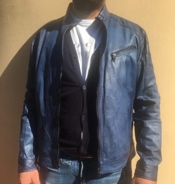 Giacca in pelle uomo Pegaso Tuscany tamponata a mano - immagine 2