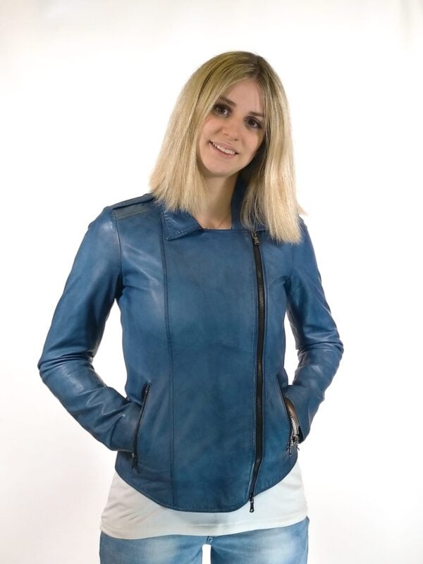 Giacca in pelle donna Grease tuscany tamponata a mano - immagine 2