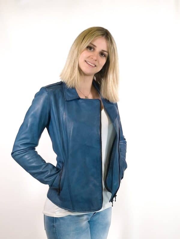 Giacca in pelle donna Grease tuscany tamponata a mano
