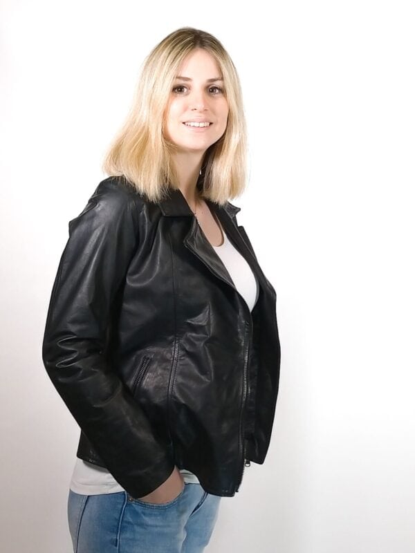 Giacca in pelle donna Grease tuscany tamponata a mano - immagine 2