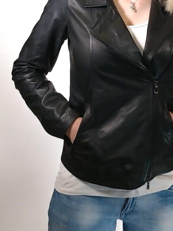 Giacca in pelle donna Grease tuscany tamponata a mano - immagine 4
