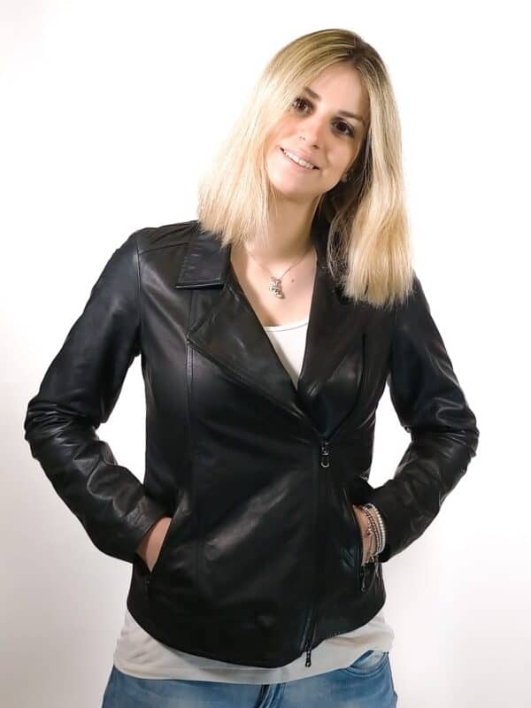 Giacca in pelle donna Grease tuscany tamponata a mano