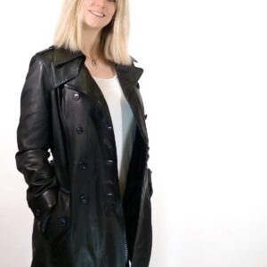 Trench donna in pelle Tuscany tamponato a mano