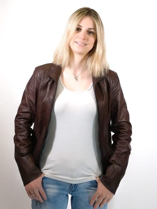 Giacca in pelle donna Cesira tuscany tamponata a mano - immagine 2