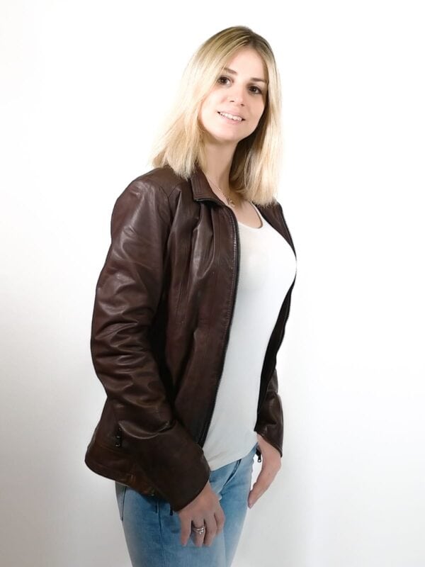 Giacca in pelle donna Cesira tuscany tamponata a mano