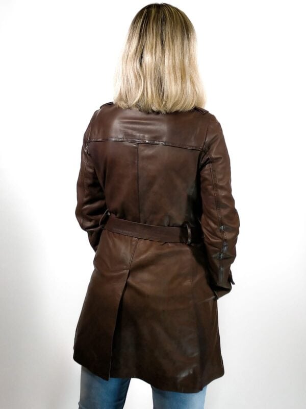 Trench donna in pelle Tuscany tamponato a mano - immagine 3