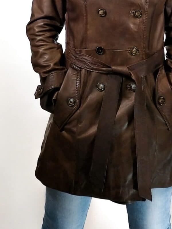 Trench donna in pelle Tuscany tamponato a mano - immagine 4