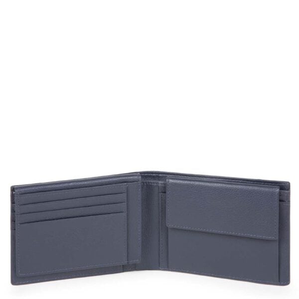 Piquadro men's leather and fabric wallet with coin purse - Image 2