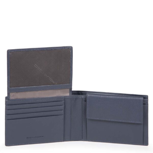 Piquadro men's leather and fabric wallet with coin purse - Image 3
