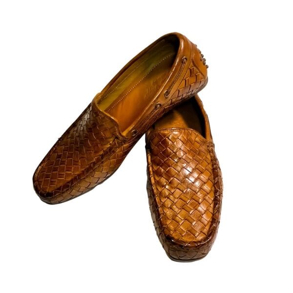 Mocassino intrecciato da uomo in pelle