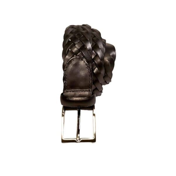 Woven leather belt