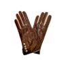 Woman leather glove with lateral buttons
