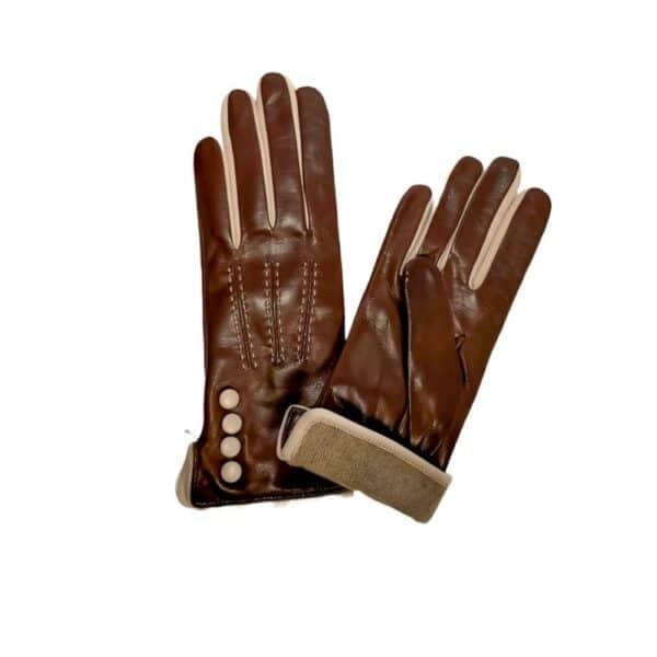 Woman leather glove with lateral buttons - Image 2