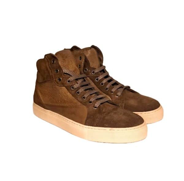 Sneakers alta da uomo in pelle di bufalo