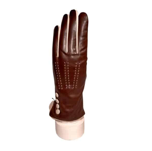 Woman leather glove with lateral buttons - Image 4