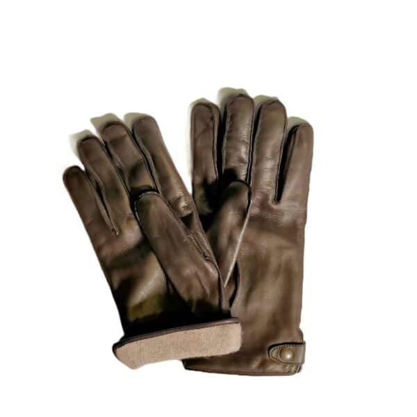 Men's leather glove with button - Image 2