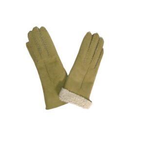 Guanto donna in camoscio e lana merinos