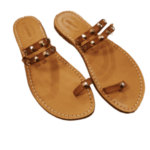 Women's leather slipper with studs
