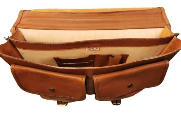 Leather work bag w/flap and buckles I Medici - Image 2