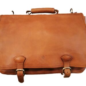 Leather work bag w/flap and buckles I Medici