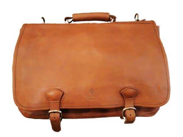 Leather work bag w/flap and buckles I Medici
