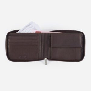 Leather wallet with zip Corti