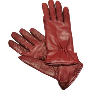 Classic woman leather glove with elastic
