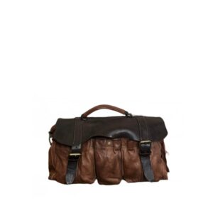 Borsa da lavoro con fibbie in pelle