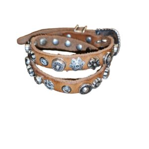 Braccialetto doppio con borchie e strass