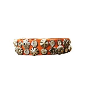 Bracelet with flower rivets and rhinestones