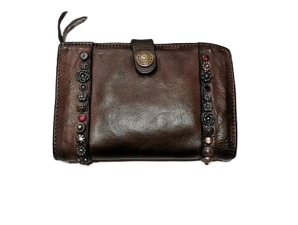 Garment-dyed wallet with studs