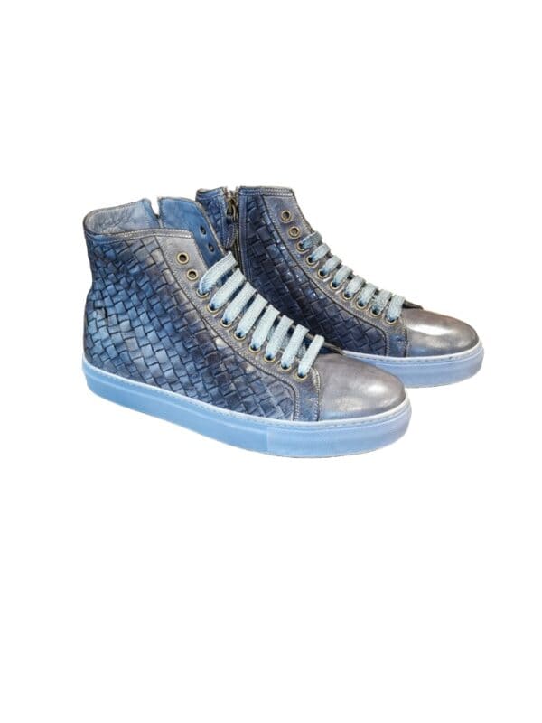 Men's high braided leather sneakers