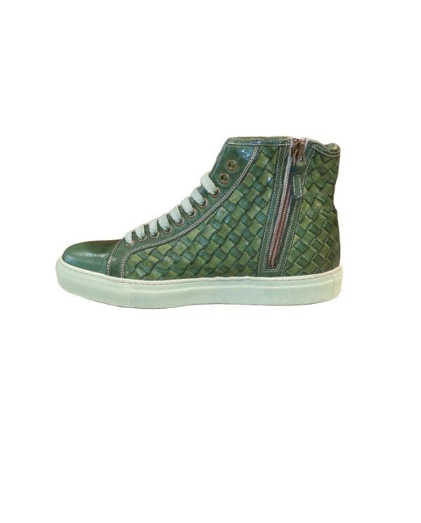 Sneakers alta intrecciata da donna in pelle - immagine 3