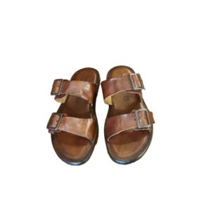 Leather slipper with buckles for men