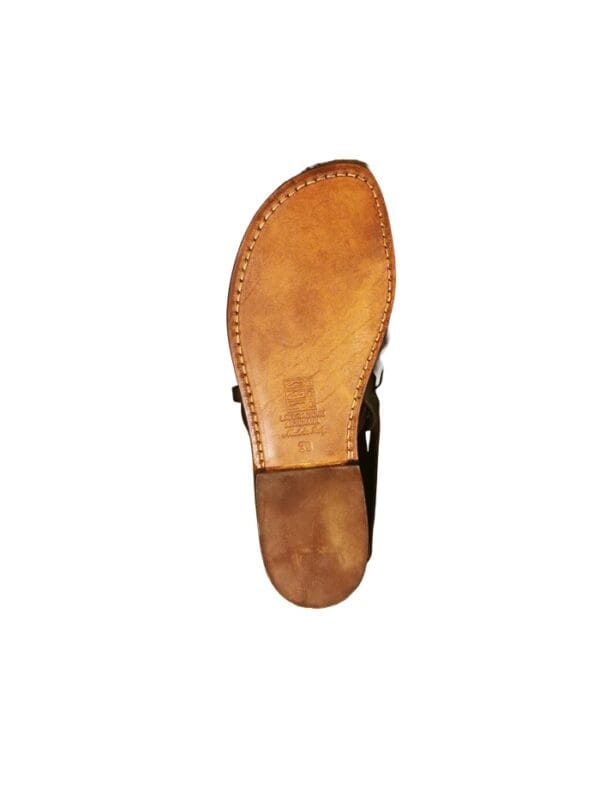 Crossed leather sandal with double buckle for women - Image 6