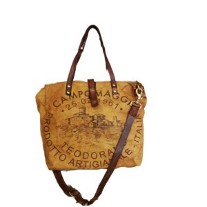 Borsa in pelle e canvas Campomaggi