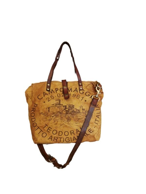 Borsa in pelle e canvas Campomaggi
