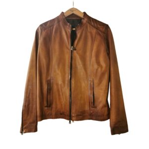 Giacca in pelle donna Claudia Tuscany tamponata a mano