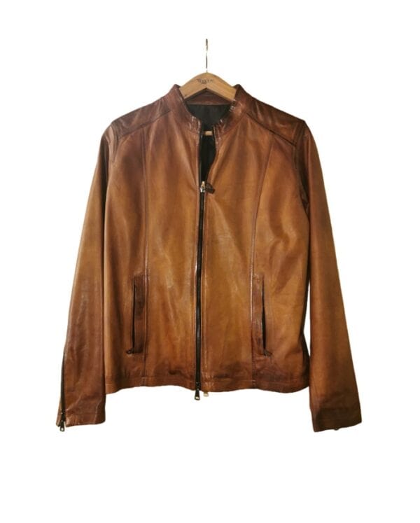 Giacca in pelle donna Claudia Tuscany tamponata a mano